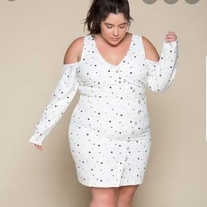 EUC Premme Celeste Star Cold Shoulder Dress NO SLIP